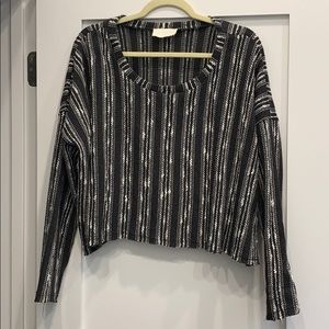 Charcoal and white striped cropped sweater